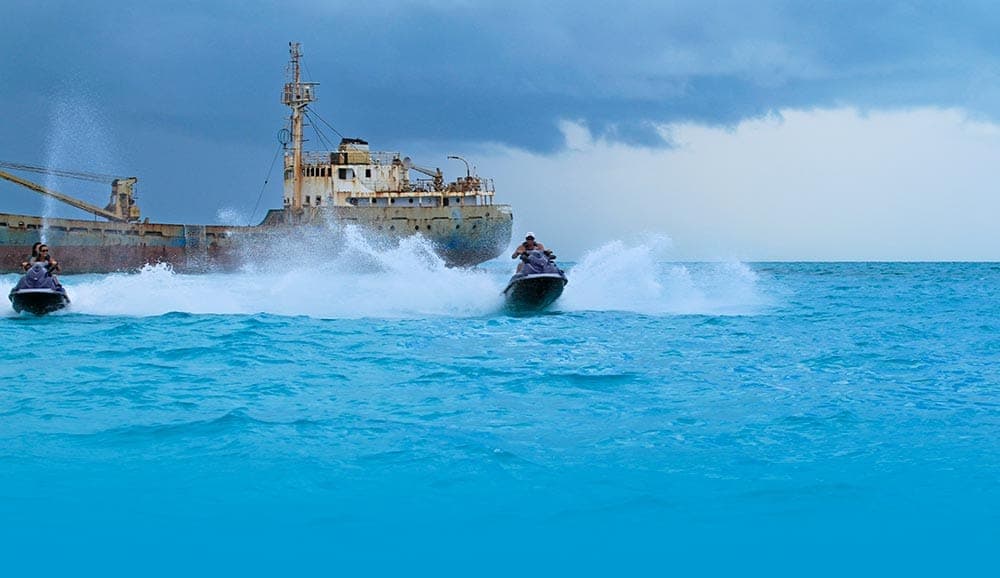 Ghost Freighter jet ski tour Turks and Caicos