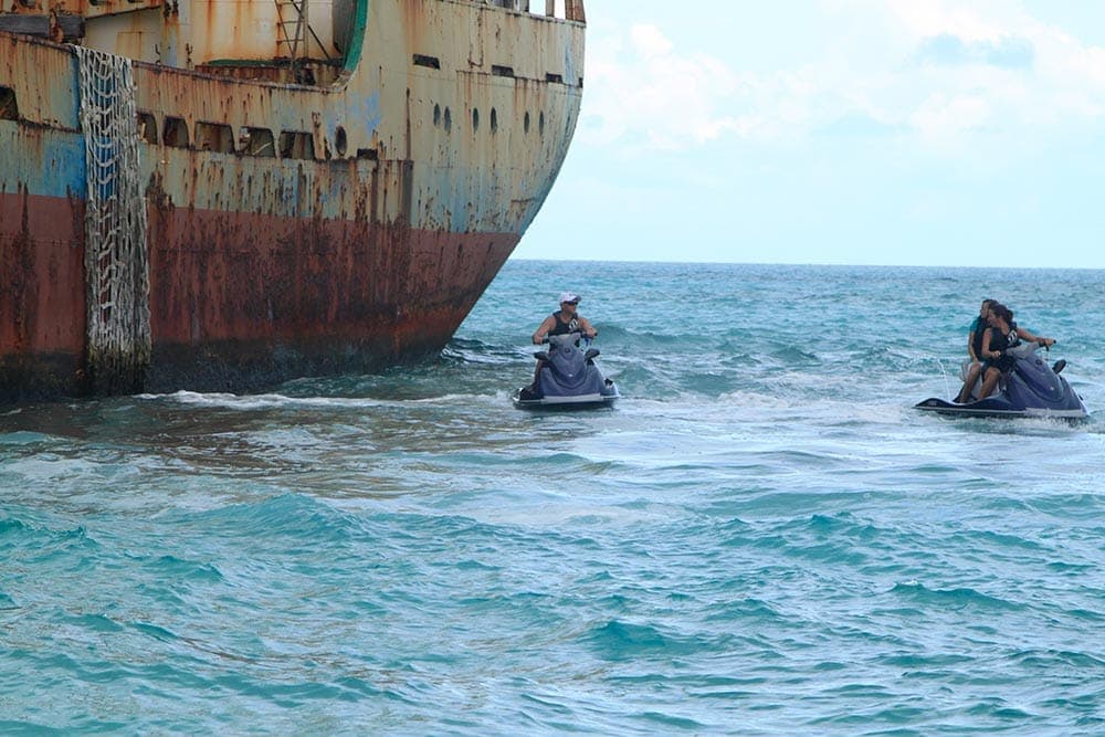 Ghost Freighter jet ski tour Turks and Caicos